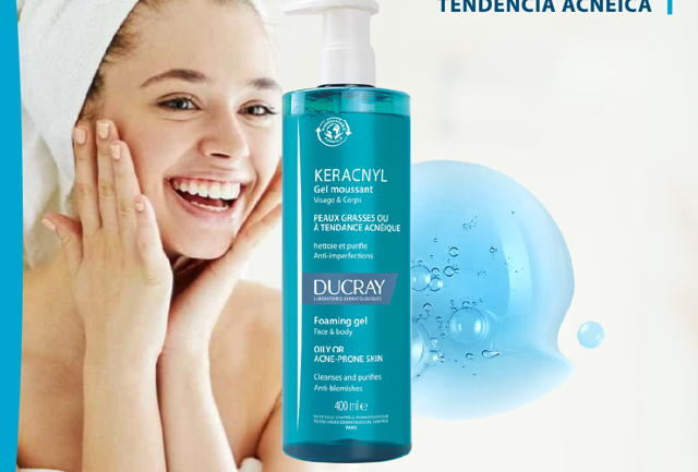KERACNYL Gel de Ducray limpiador natural para pieles acneicas con fórmula e imagen renovada